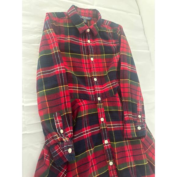 POLO RALPH LAUREN Flannel Cotton christmas Shirtdress, 
Sz6X (* belt is missing) - Picture 4 of 7